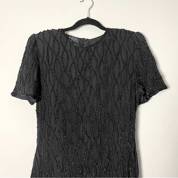 black dress with beaded embroidery - Picture 3 of 5